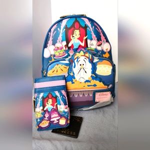 Loungefly Disney's Beauty and The Beast Backpack with Matching Card Wall…
